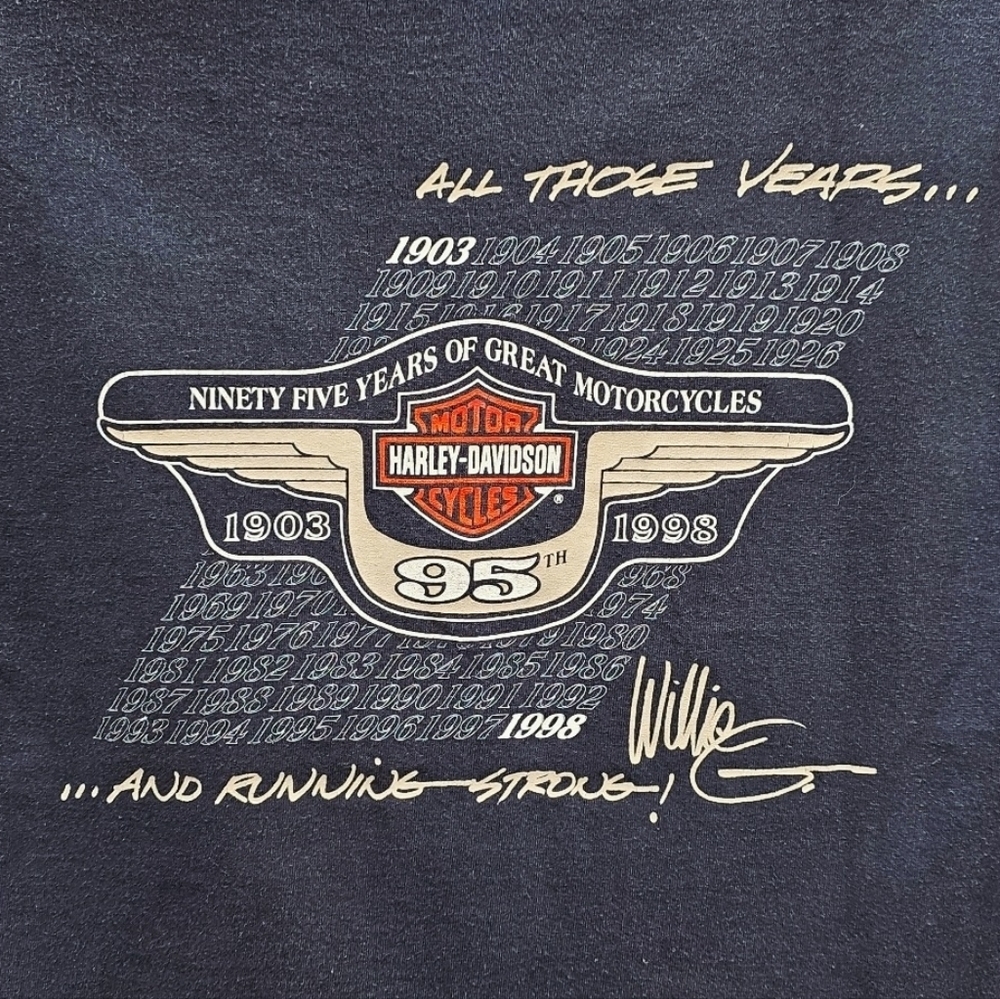 Vintage 1998 Harley Davidson 95 Years Black Sleeveless T-Shirt Size XL - Picture 3 of 10
